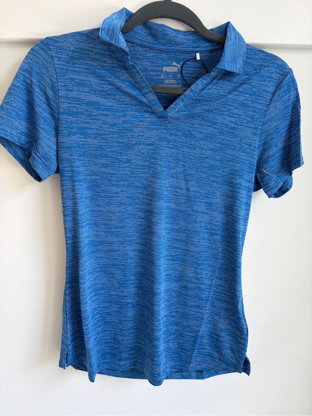 Puma Women's Heathered Royal Blue Short Sleeve Polo